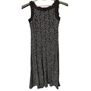 VTG Perceptions Maxi Dress 14 Brown White Polka Dots Retro Y2K Pin Up Sleeveless